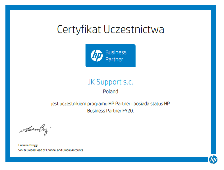 JK Support - autoryzowany partner HP